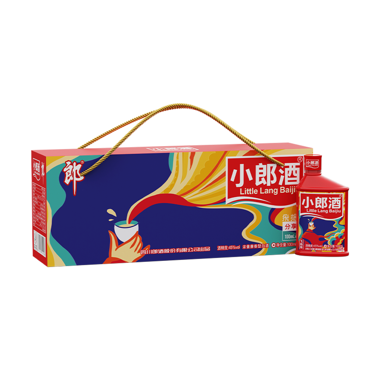 郎酒 小郎酒 浓酱兼香型小瓶白酒 45度 45度 100mL 6瓶 小郎酒飞扬版礼盒