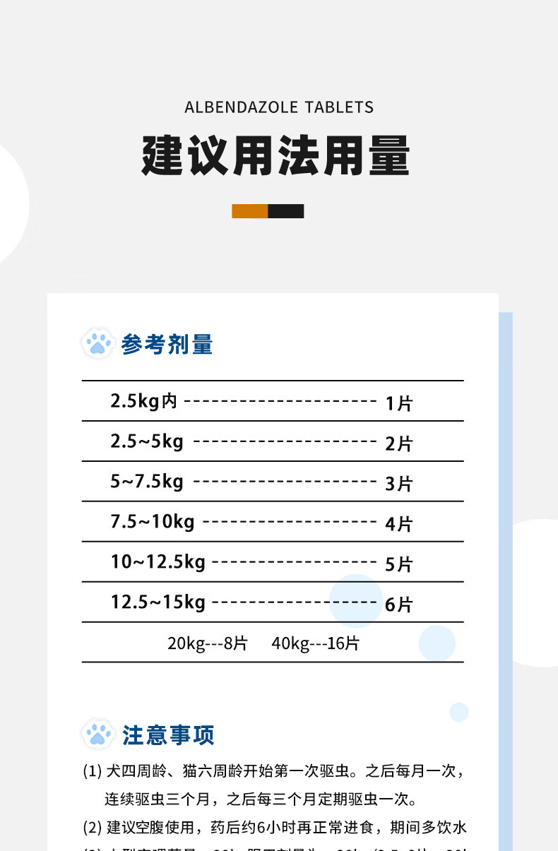 12，寵物敺蟲阿苯達唑片貓狗躰內外敺蟲葯打蟲葯躰外敺蟲線蟲鉤蟲蛔蟲家禽打蟲葯 阿苯達唑+3支非潑羅尼