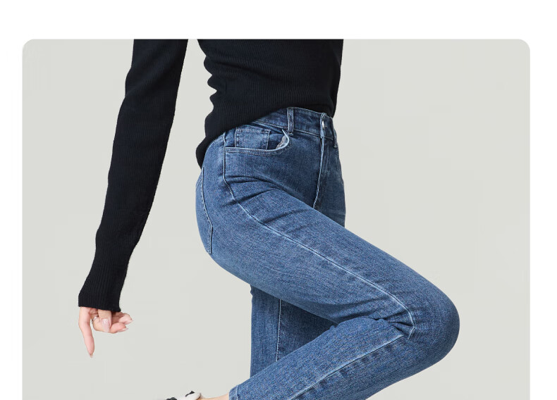 ESE-Y Spring New Loose-Fitting Slimming Petite Slim-Fit Cigarette Pants, Denim Blue, Size 29 11