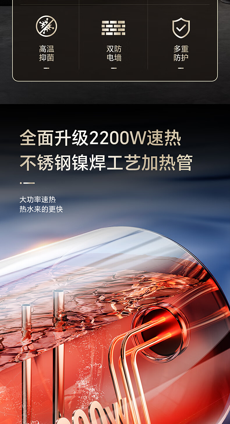 荣事达【免费上门安装】热水器电热水器卫生间50L洗澡户型出租房家用圆桶储水式速热一级能效40升50升60升出租房小户型卫生间洗澡 50L 【出水断电】2200W速热+安全续航详情图片8