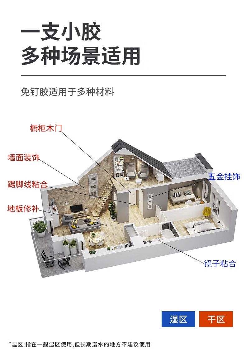 13，免釘膠強力膠速乾結搆免打孔膠萬能高粘牆麪瓷甎透明玻璃膠水 免釘膠-12尅-1個裝