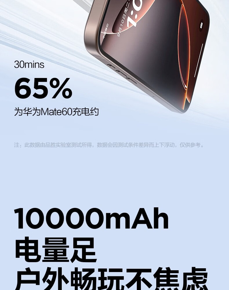 品胜移动电源10W20W22.5W可苹果充电支持高铁飞机选 数显充电宝10000/20000毫安 便携双向充电可上飞机高铁支持苹果华为小米 10W｜10000毫安｜苹果白详情图片5