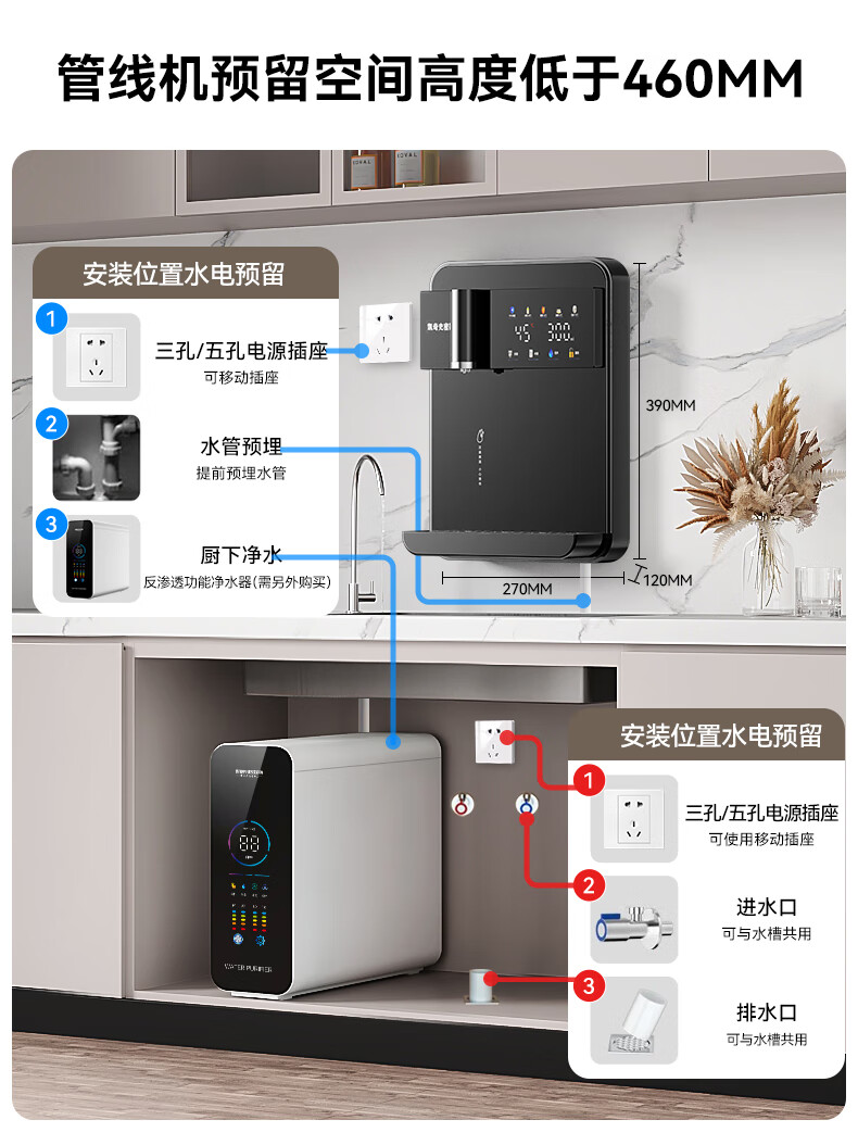 凯奇史密斯【24年旗舰】净水器家用厨净水器套装行前十名饮水机下加热直饮一体机管线净水机套装RO反渗透厨房壁挂饮水机排行前十名套装 净水器800G+管线机+前置【全屋3件套】详情图片29