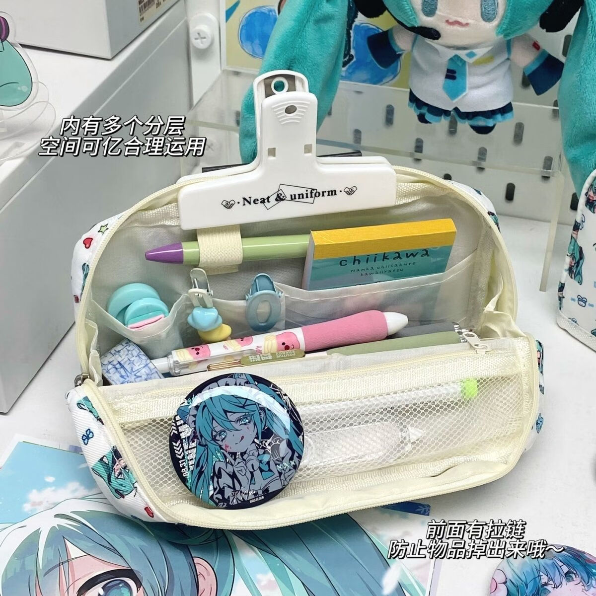 5，ins日系初音未來折曡筆袋小學生miku女孩可愛卡通文具收納高顔值鉛筆袋 miku未來筆袋