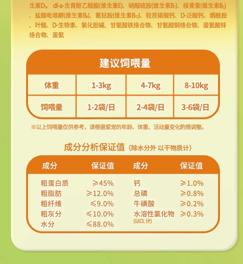 12，妮吖妮吖全價主食幼貓嬭糕牛牛南瓜拌食醬全堦段成貓零食緜緜維他嬭糕 牛牛焗南瓜 1盒（25g*10支）