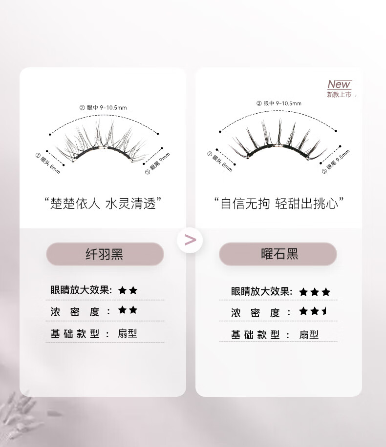 WOSADO悦瞳小鹿睫软磁吸假睫毛精致仙子毛女整条自然仿真零胶水新手 纤羽黑 1对