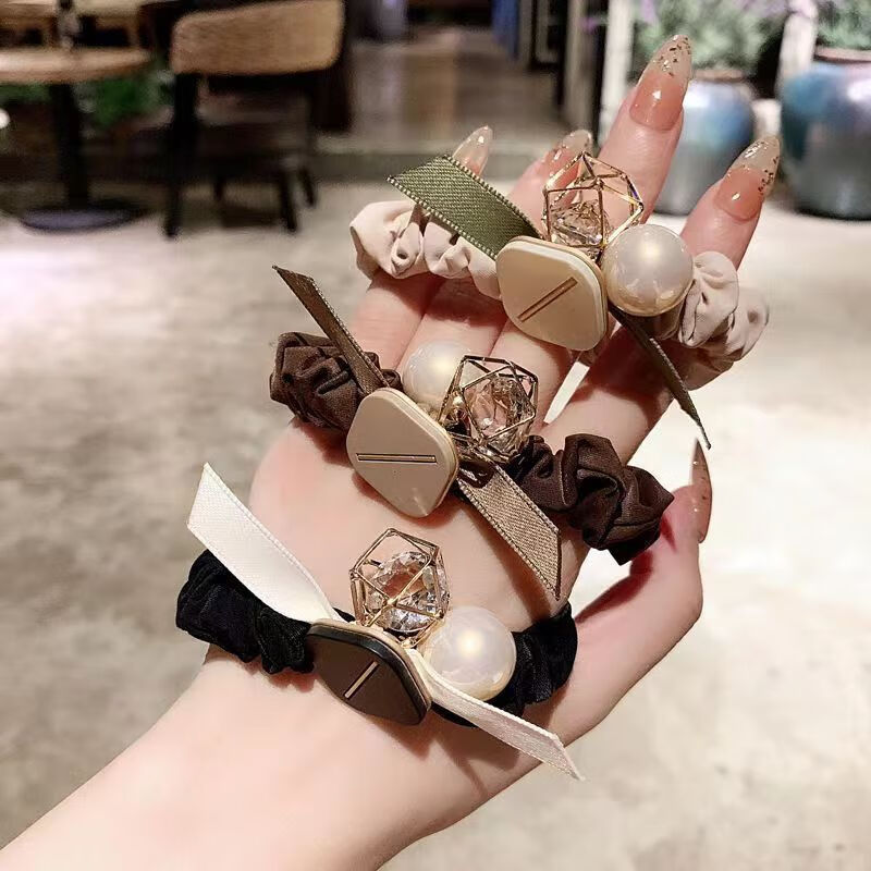 南暖美妆护肤其他美妆工具日韩风高级感珍珠发圈简约气质高弹蝴蝶结 珍珠镂空发圈【3个】