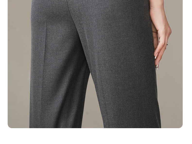 ESE-Y Spring New Nine-Point Gray Casual Pants for Women, TR Color-Spun High-Waist Cigarette Version Straight-Leg Trousers, Black, Size 27 12
