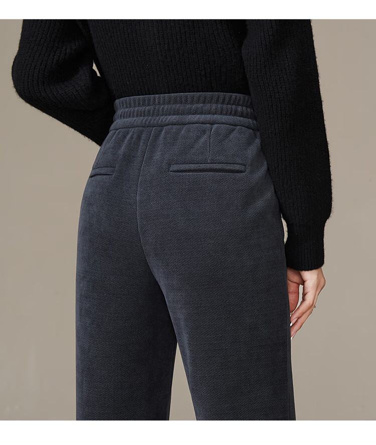ESE-Y Fleece-Lined Slim Straight Pants for Women, High-Waisted Slimming Autumn And Winter Thick Long Trousers, Black, Size 26 (One Chi Nine) 9