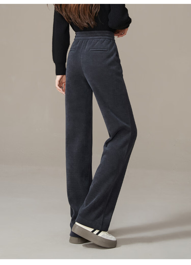ESE-Y Fleece-Lined Slim Straight Pants for Women, High-Waisted Slimming Autumn And Winter Thick Long Trousers, Black, Size 26 (One Chi Nine) 11