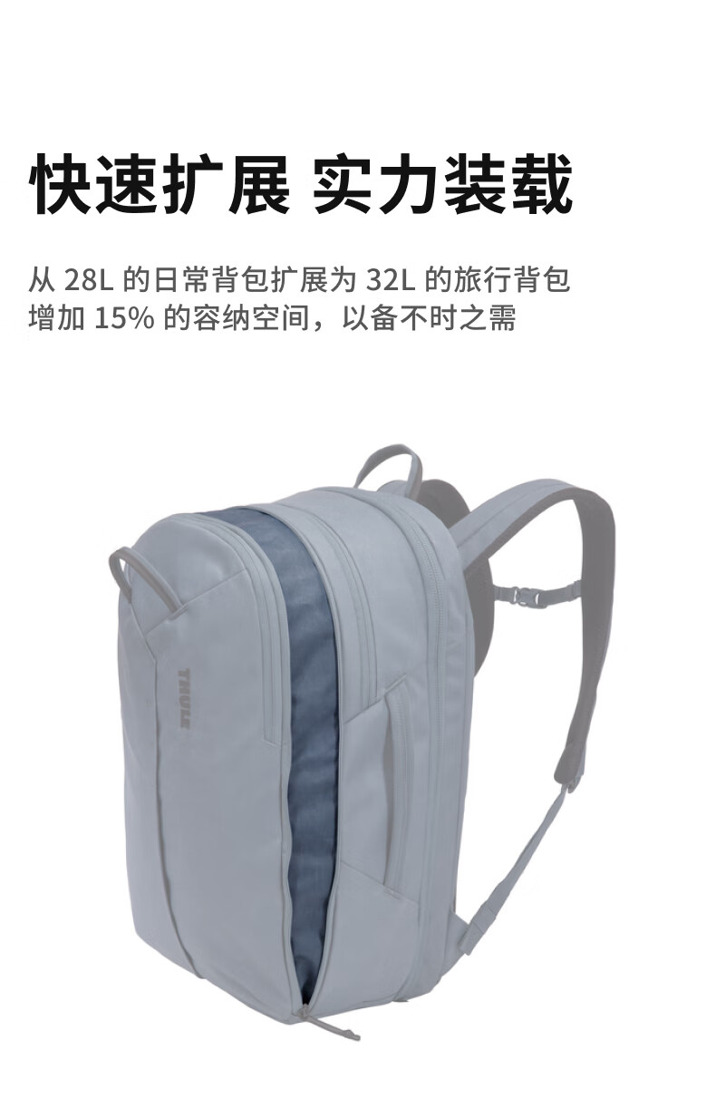 THULE拓乐永恒 Aion 28L40L休闲双肩包旅行双肩/40L城市通勤电脑仓双肩包 休闲旅行双肩背包 蓝灰色40L详情图片6