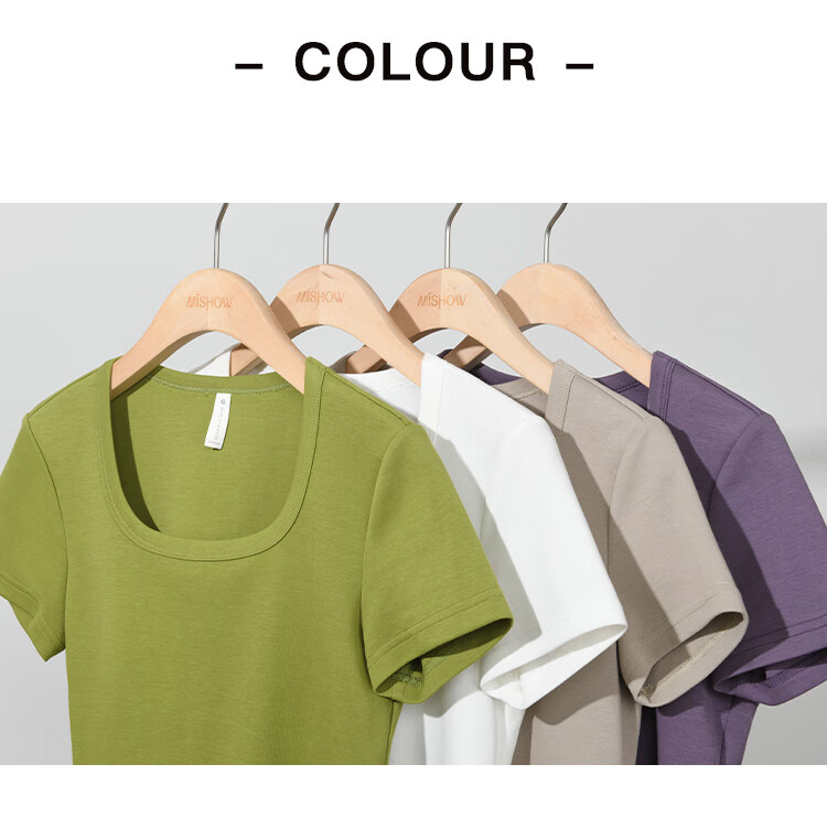 Mishow [] Women's Square Neck Short Sleeve T-Shirt 2026 Spring Summer New High-End Crop Top 13