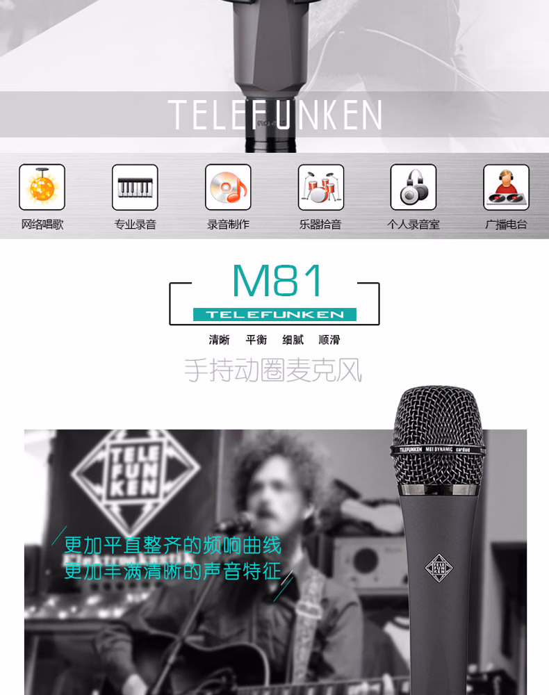 德律风根 M80 M81手持动圈麦克风专业拾音录音话筒 (动圈天花板)