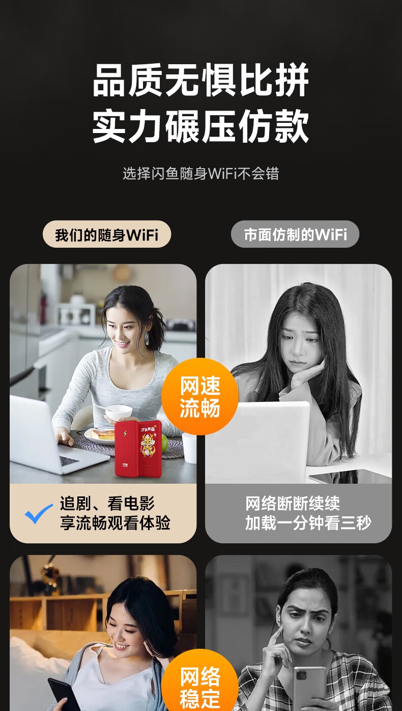 闪鱼 FLASH FISH【买就送流移动流量4G上网2024量】移动随身wifi高速充电宝户外游戏免插卡流量移动路由器wifi6网卡2024新款5G/4G上网 【智能双网】10000毫安+更快更稳定详情图片12