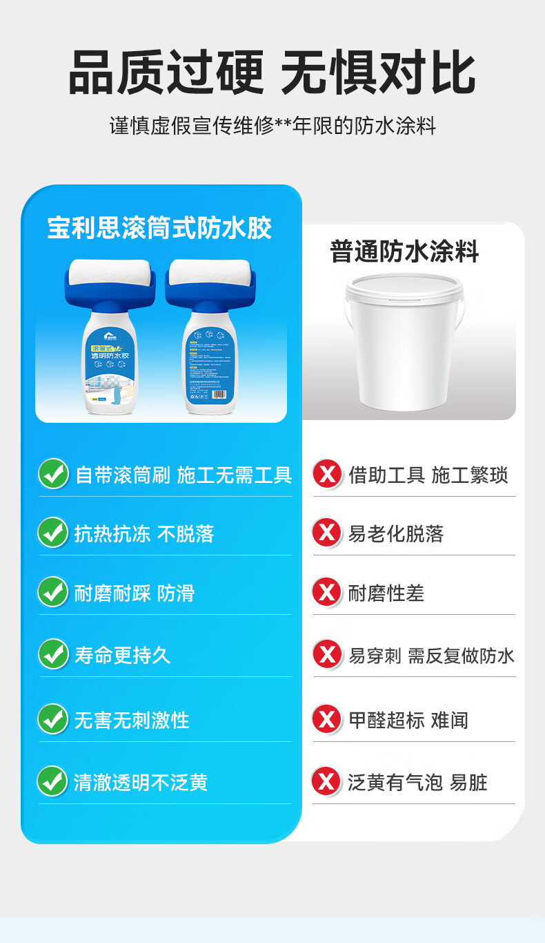 5，寶利思【精選廠家】透明防水膠衛生間外牆滲水浴室漏水防水塗料堵漏膠免 防水膠-350g