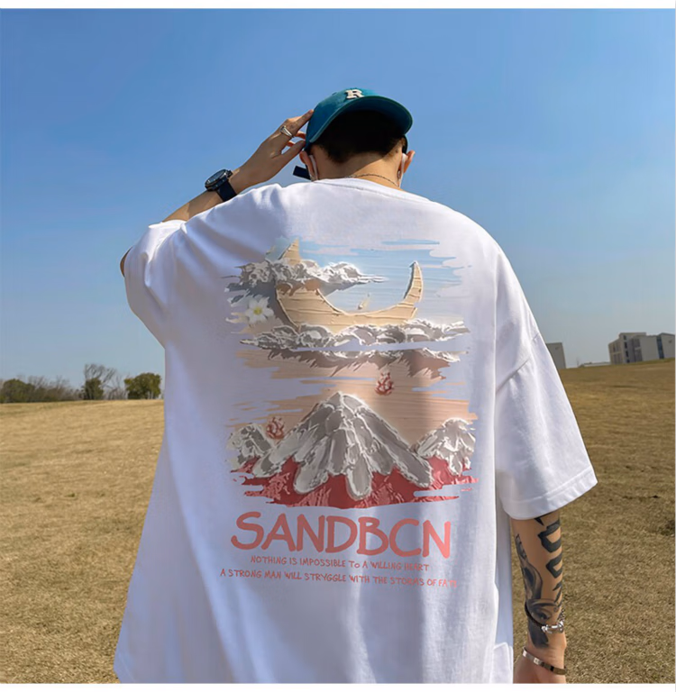 Short Sleeve T-Shirt Men's Summer Ice Silk Quick Drying American Trend Loose Heavy Trend Brand Large Size Half Sleeve T-Shirt Clothes_viptrois.com