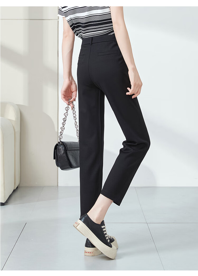ESE-Y Nine-Tenths Black Straight-Leg Jogger Pants Summer Casual Cigarette Pants, Black, Size 31 8