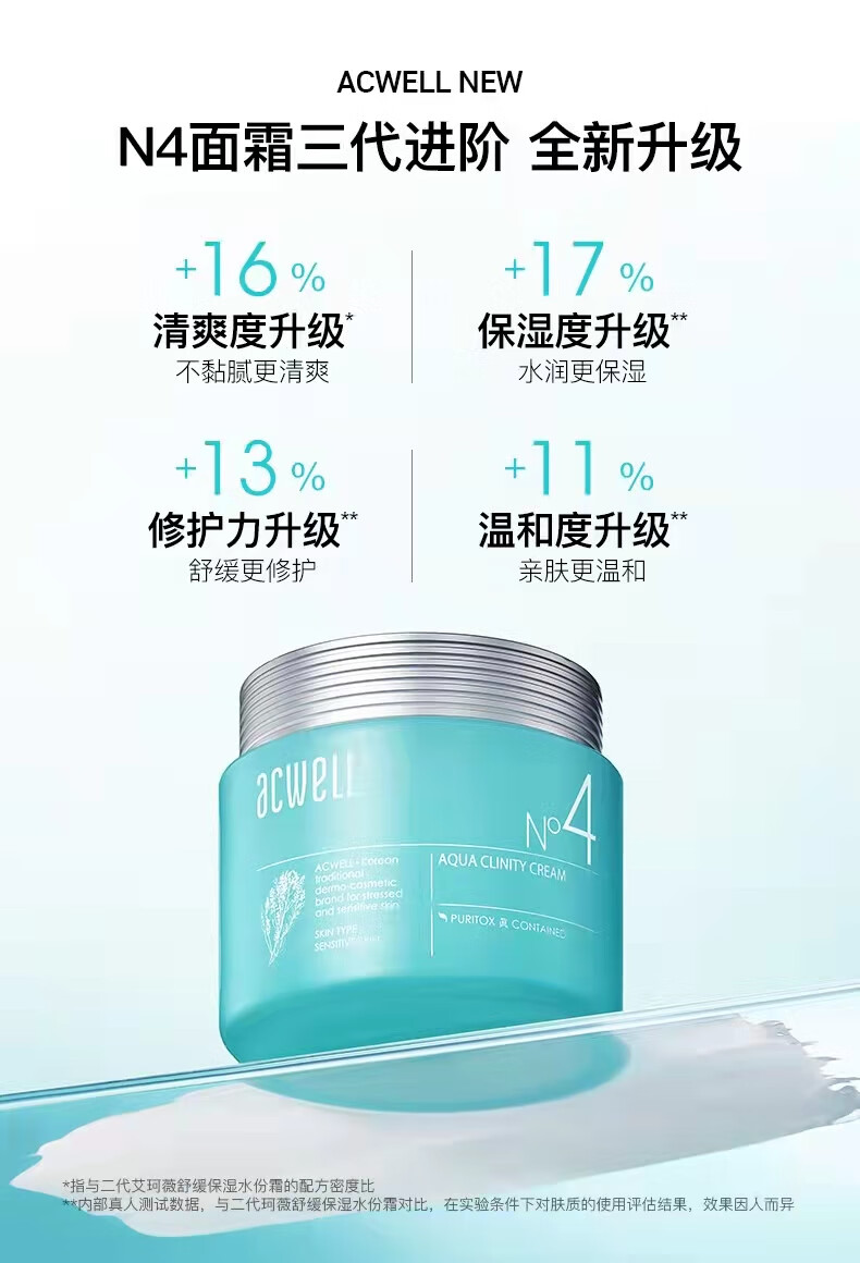 艾珂薇艾珂薇N4面霜acwell舒缓修护敏感肌油皮清爽补水保湿护肤品秋冬 N4面霜50ml