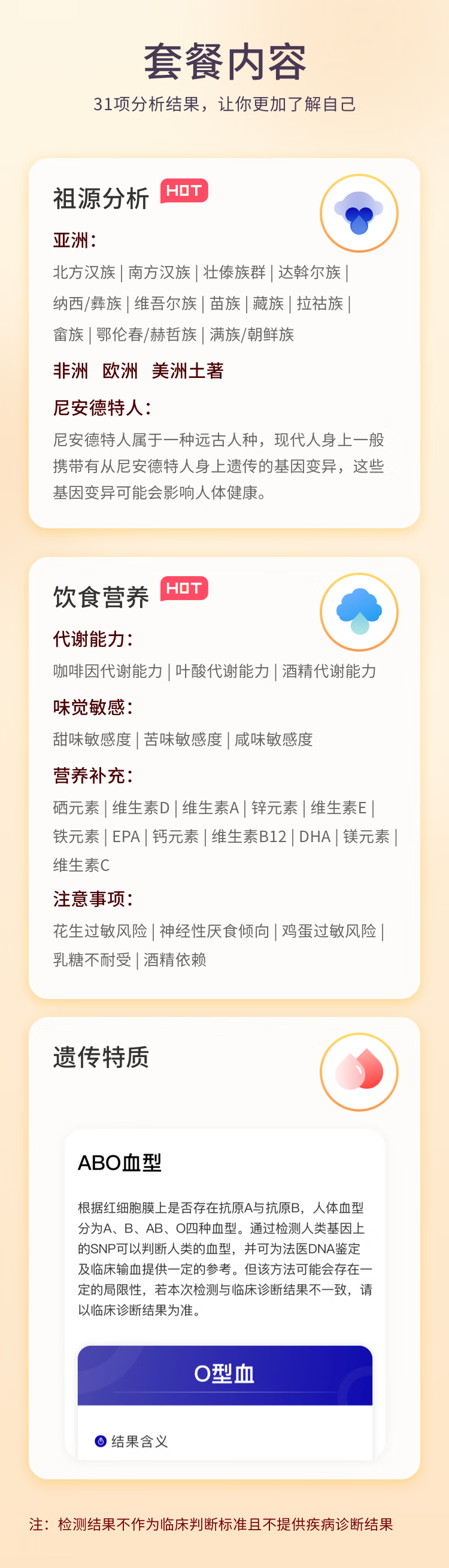 3，基因寶dna基因檢測祖源遺傳血型酒量營養代謝食物不耐受過敏風險