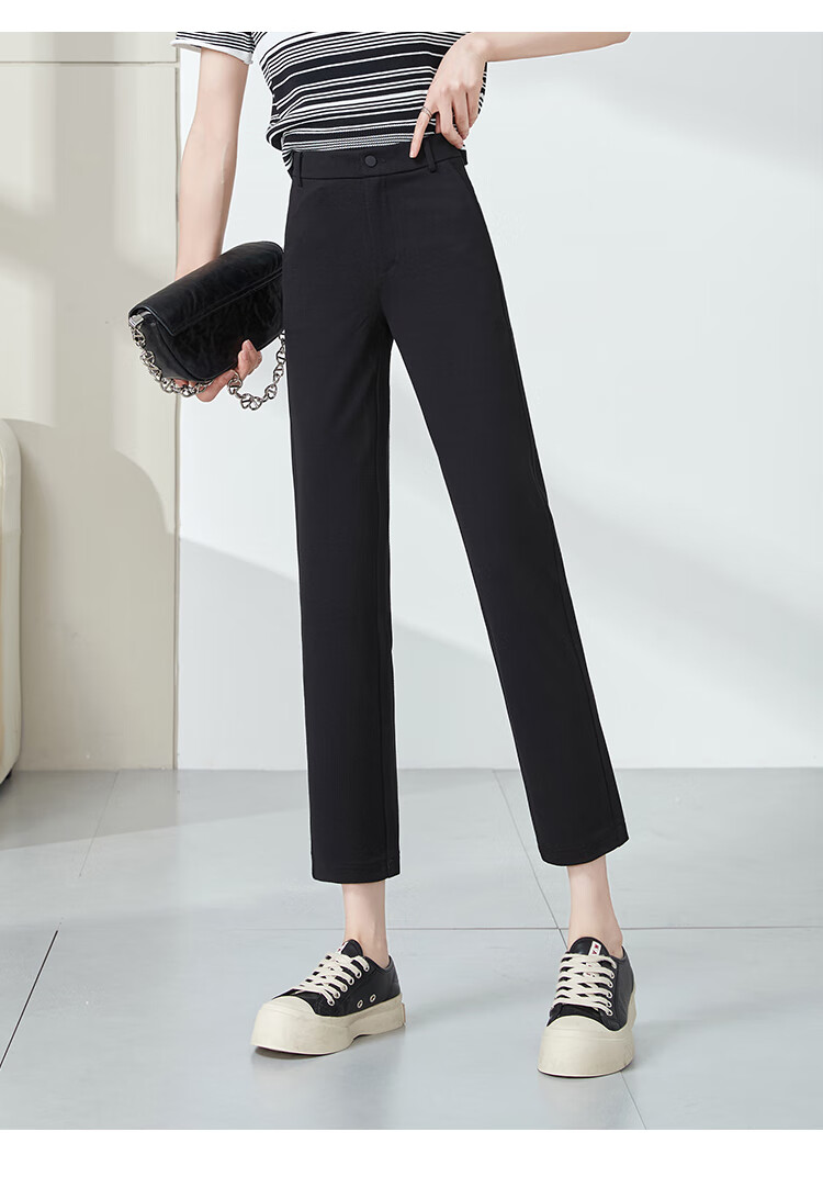ESE-Y Nine-Tenths Black Straight-Leg Jogger Pants Summer Casual Cigarette Pants, Black, Size 31 9
