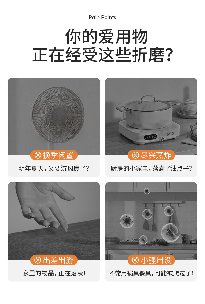 美丽雅防尘罩一次性加厚家用电器厨房用通用防尘大号50-70cm直径品通用收纳透明防尘塑料膜套 【大号20只】直径50-70cm通用详情图片3