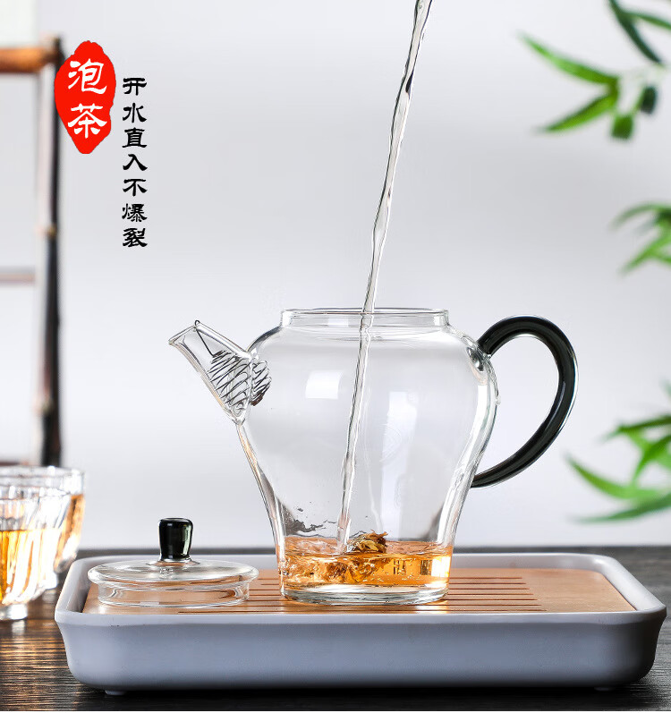 王唐立羽小茶壶泡茶高硼硅玻璃耐高温茶茶壶茶具透明家用祖母绿具泡茶壶日式茶壶家用透明茶壶茶具 祖母绿单壶 330ml详情图片9