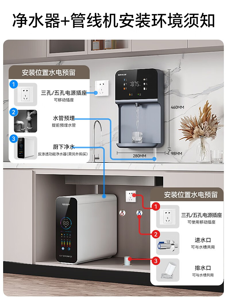 凯奇史密斯【24年旗舰】净水器家用厨净水器套装行前十名饮水机下加热直饮一体机管线净水机套装RO反渗透厨房壁挂饮水机排行前十名套装 净水器800G+管线机+前置【全屋3件套】详情图片28