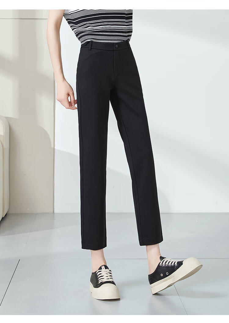 ESE-Y Nine-Tenths Black Straight-Leg Jogger Pants Summer Casual Cigarette Pants, Black, Size 31 7