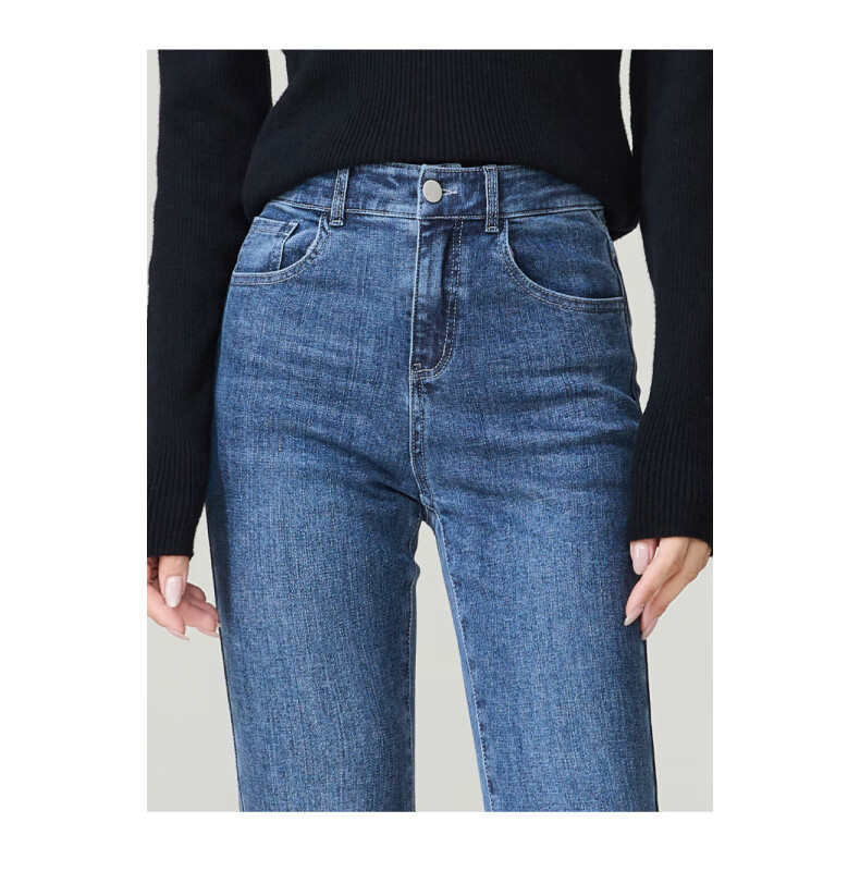 ESE-Y Spring New Loose-Fitting Slimming Petite Slim-Fit Cigarette Pants, Denim Blue, Size 29 5