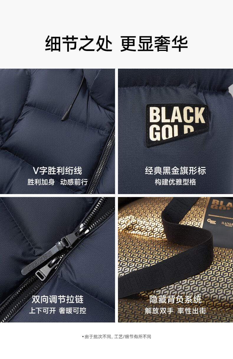 高梵【王星越同款】黑金鹅绒服机能4.皇家高定外套保暖XL0五格羽绒服女短款蓝色保暖外套 高定皇家蓝 XL （150-170斤 飞天鹅绒250g）详情图片21