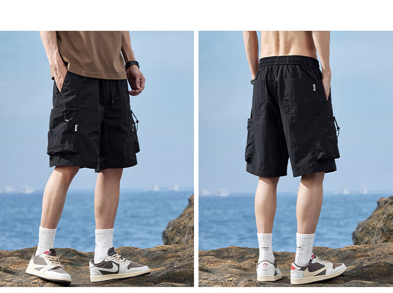 Jeanswest Men's American Casual Summer Lightweight Loose Cargo Shorts Quick-Dry Sports Ice Silk Knee-Length Pants 14