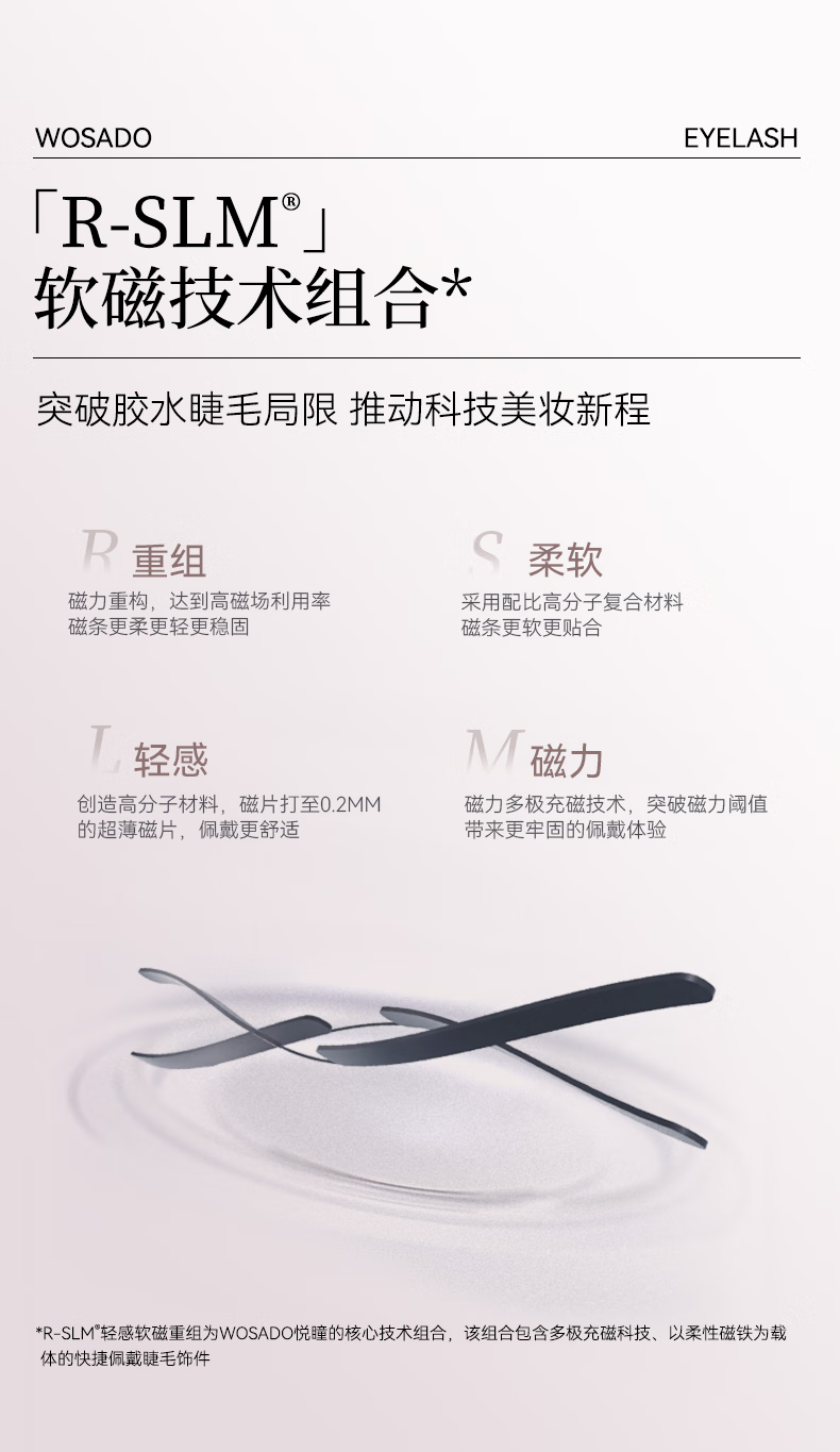 WOSADO悦瞳小鹿睫软磁吸假睫毛精致仙子毛女整条自然仿真零胶水新手 纤羽黑 1对