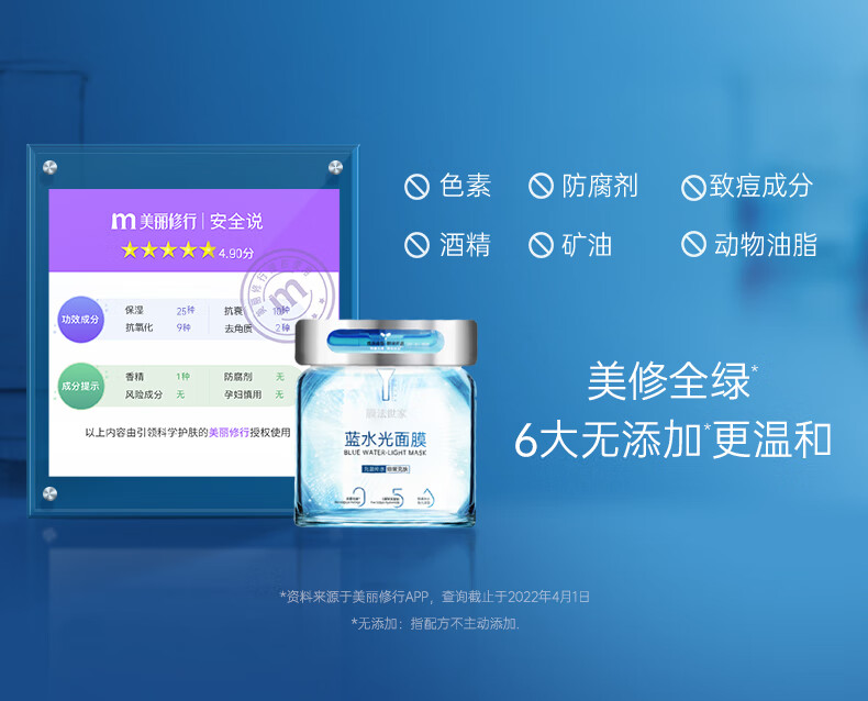 膜法世家 蓝水光面膜小蓝仓补水保湿纳米蓝铜胜肽敏感肌舒缓 2片