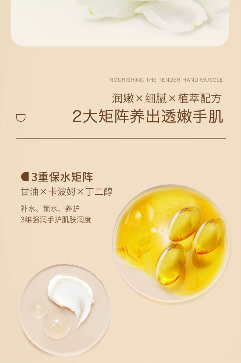 BMBM 栀子花精油香氛维E尿素护手霜保湿滋润补水嫩白防干裂大瓶A 栀子花护手霜  300g