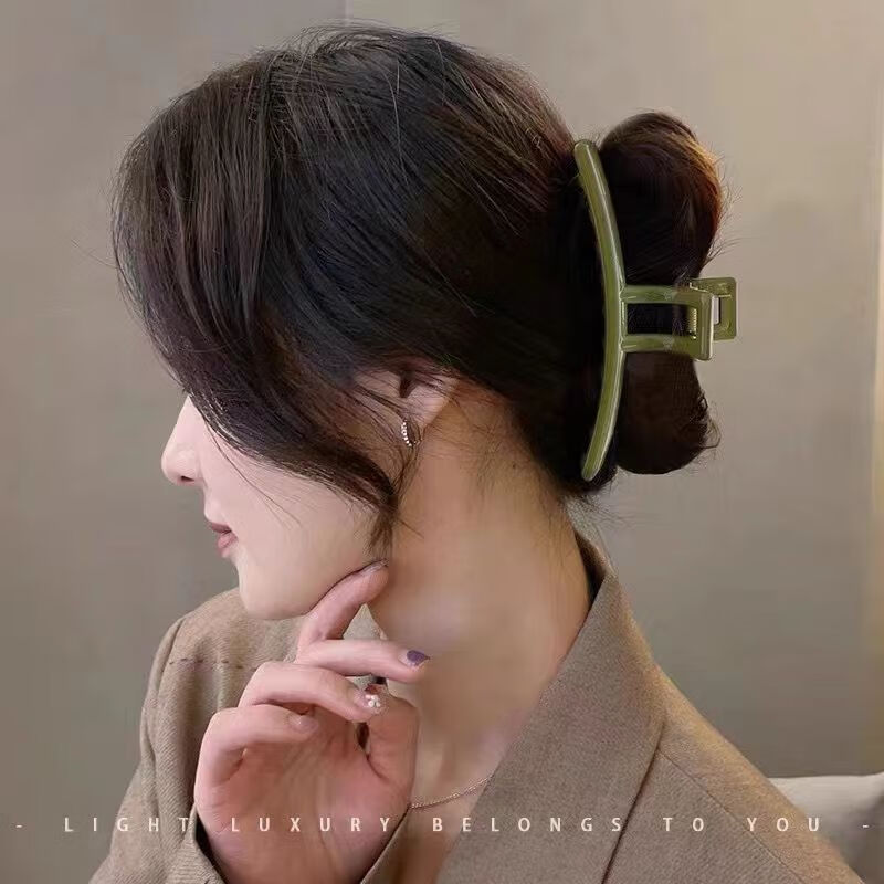 南暖美妆护肤其他美妆工具亚克力气质发夹抓夹超大号盘发简约一字鲨鱼 4个装