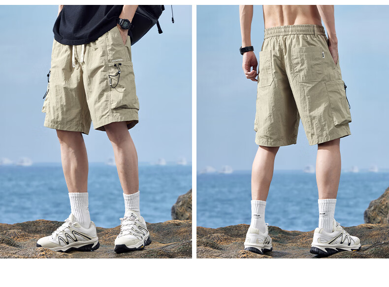 Jeanswest Men's American Casual Summer Lightweight Loose Cargo Shorts Quick-Dry Sports Ice Silk Knee-Length Pants 5