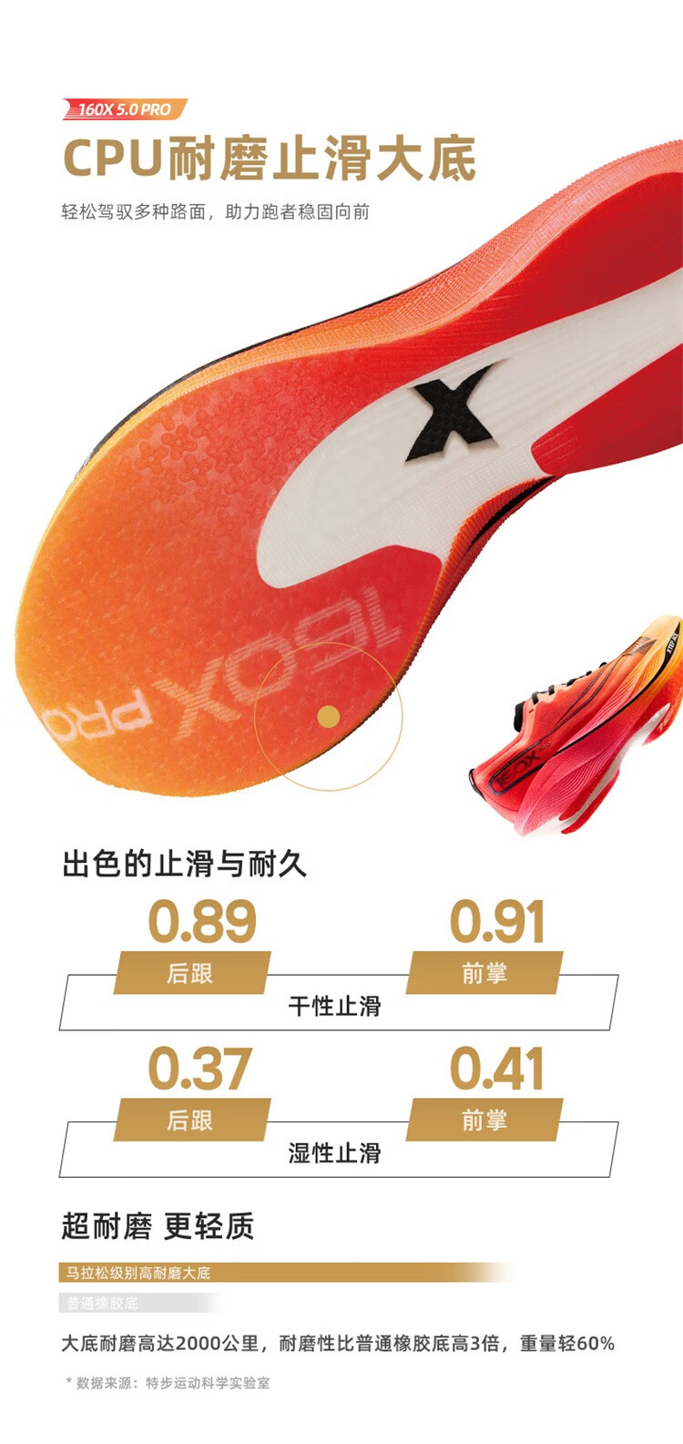 特步（XTEP）【国潮】新一代竞速1竞速荧光碳板运动鞋樱粉60X5.0PRO马拉松竞速集训男女跑鞋碳板运动鞋 荧光樱粉/毛月蓝【男】 41详情图片9