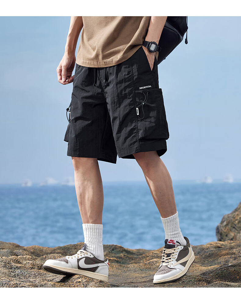 Jeanswest Men's American Casual Summer Lightweight Loose Cargo Shorts Quick-Dry Sports Ice Silk Knee-Length Pants 15