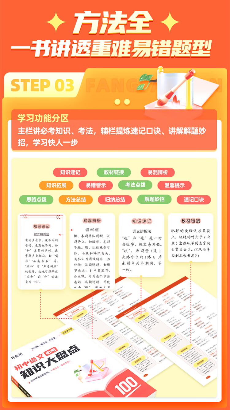 作业帮初中必考知识大盘点语文数学英语盘点课堂中大4本笔记物理化学七八九年级通用版 初中大盘点 【4本】课堂小笔记小四门（政史生地）详情图片10