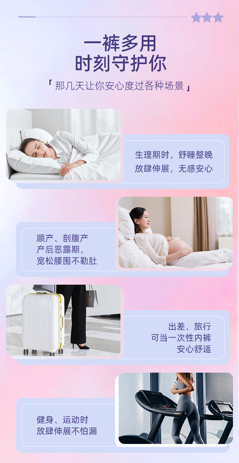 MIFETU-GO安睡裤安全裤卫生巾睡裤哒安拉拉么么1包安心裤女经期用夜安裤卫生拉拉裤 么么哒安睡裤1包（10片） 均码详情图片3