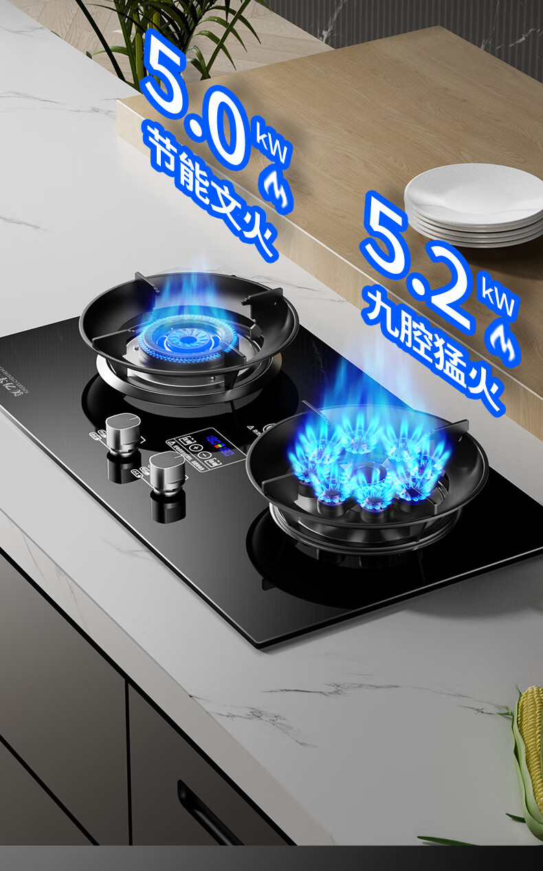 好太太亿美燃气灶双灶5.2KW一级能定时天然气猛火JZT-B6T豪配款效家用天然气液化气煤气灶台式嵌入式猛火炉具定时灶方架铜盖鸳鸯灶JZT-B6T 豪配款 钢化玻璃+5.2kw双九腔猛火+双边定时 管道天然气详情图片8