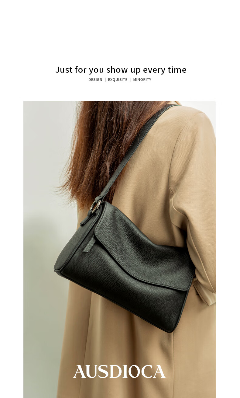 AudiJia Genuine Leather Women's Bag 2026 New Middle-aged Mom Small Square Underarm Crossbody Bag Birthday Gift 12