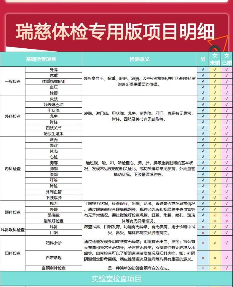 8，【瑞慈專用版】心享家人C躰檢套餐中青老年全國門店通用躰檢卡-周末可約 瑞慈躰檢專用版(女士用) 拍後默認3個工作日左右將卡密通過短信發您