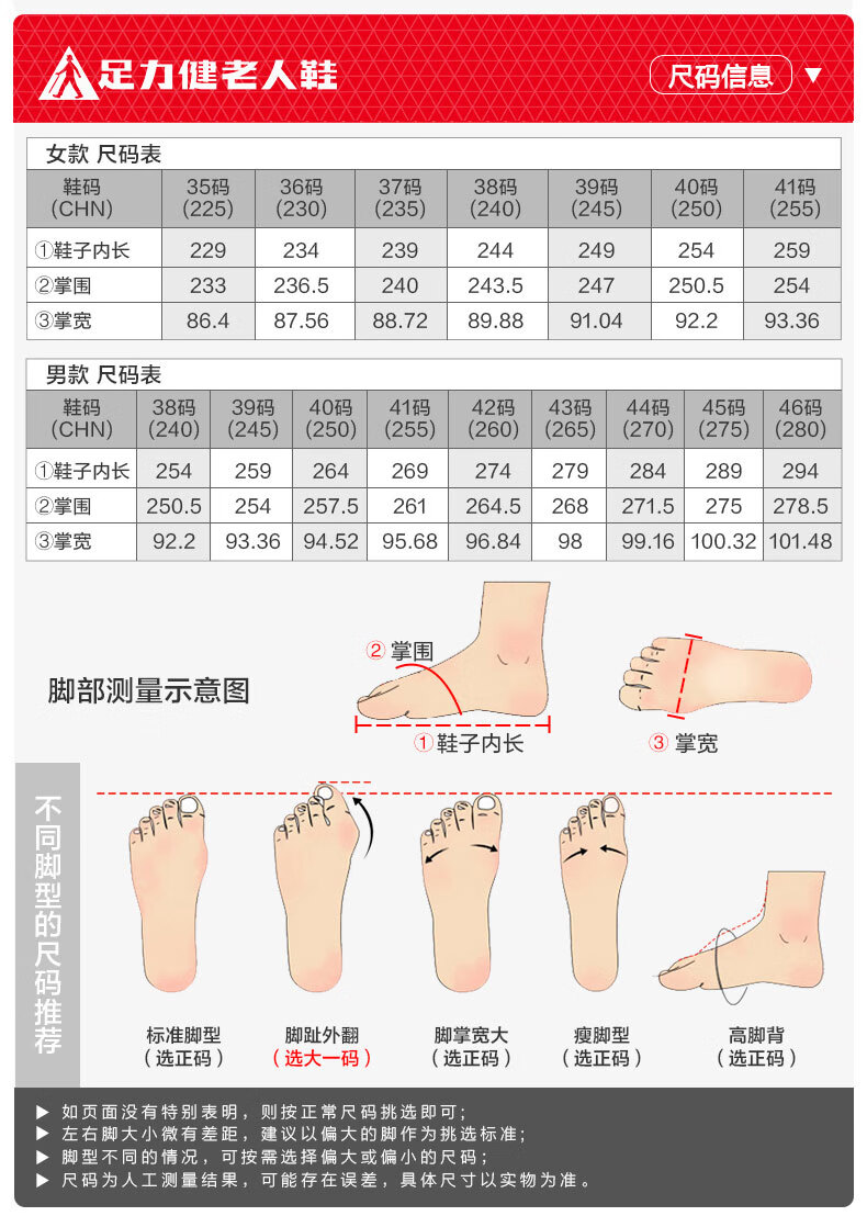 足力健老人鞋休闲舒适健步鞋散步透气健2418613K雅致女鞋女款中老年康爸爸鞋中老年男女鞋 2418613K 雅致红（女款） 39详情图片17