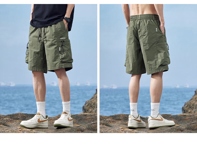 Jeanswest Men's American Casual Summer Lightweight Loose Cargo Shorts Quick-Dry Sports Ice Silk Knee-Length Pants 11