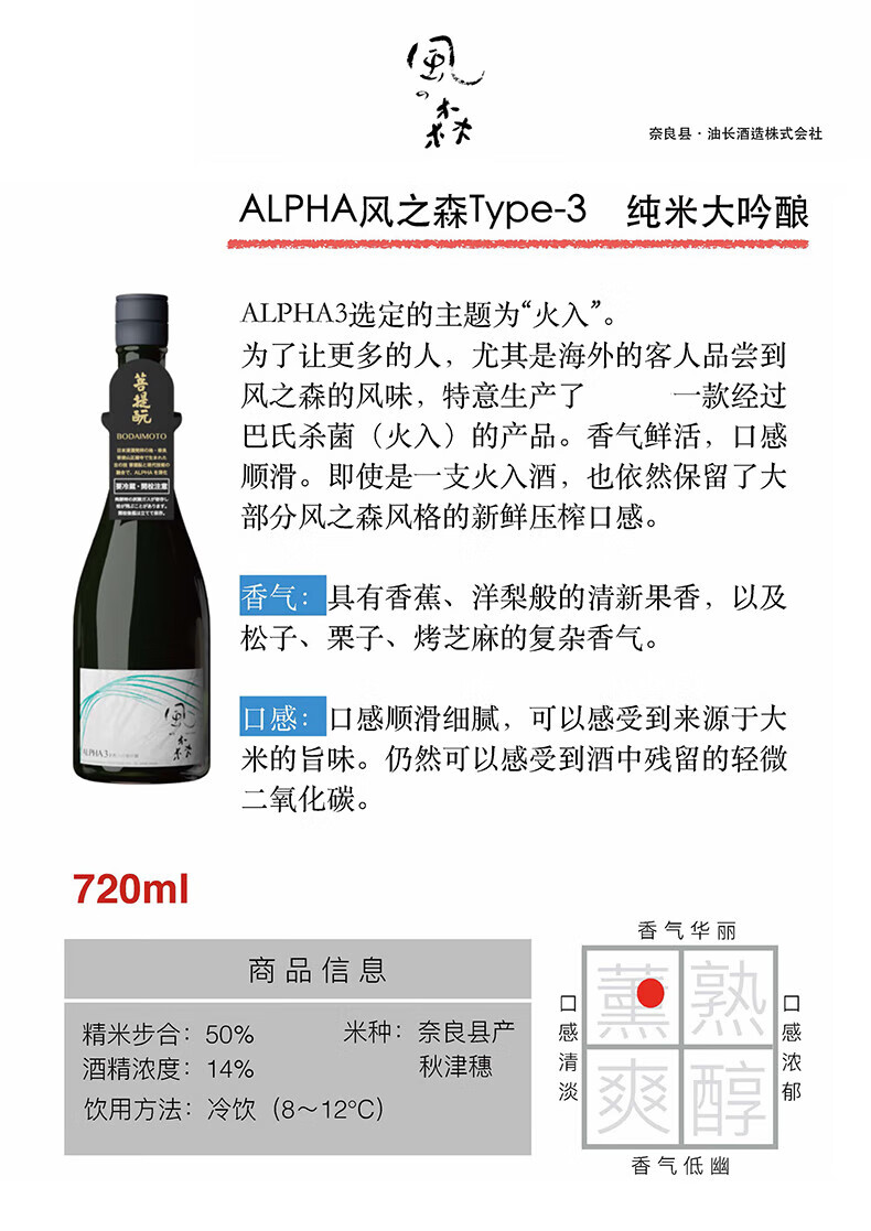 4，風之森阿爾法AlphaType3純米大吟釀微氣泡清酒起泡發酵酒 JAL航空餐酒 鞦津穗657-720ml