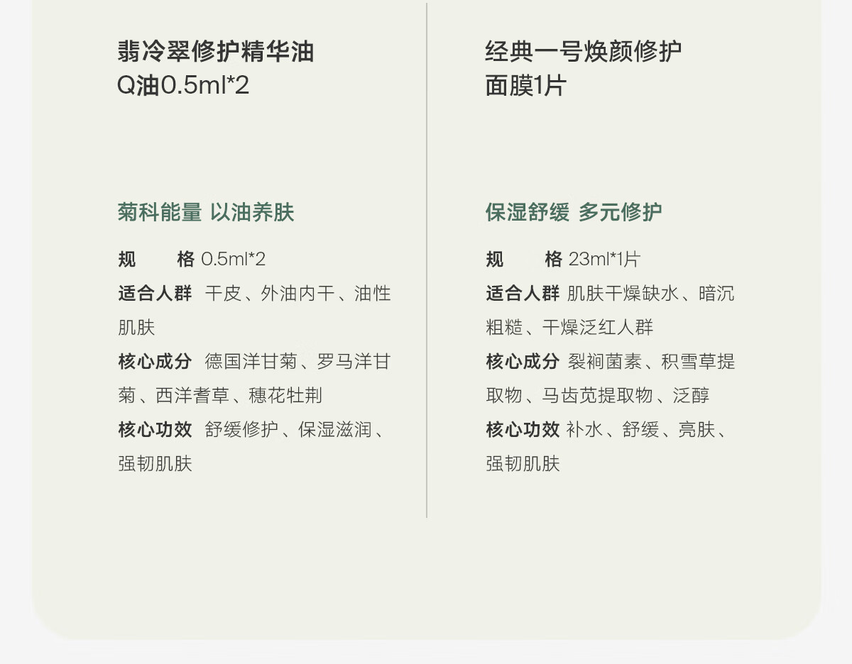 雏菊的天空翡冷翠修护精华油体验装 1个ID限1份 翡冷翠Q油0.5ml*2