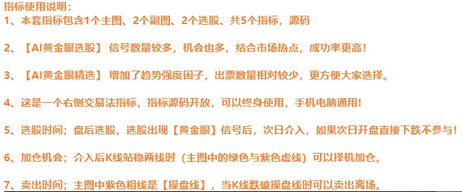 2，通達信《AI黃金眼》套裝指標，主圖幅圖選股指標源碼開放無未來、支持手機版！