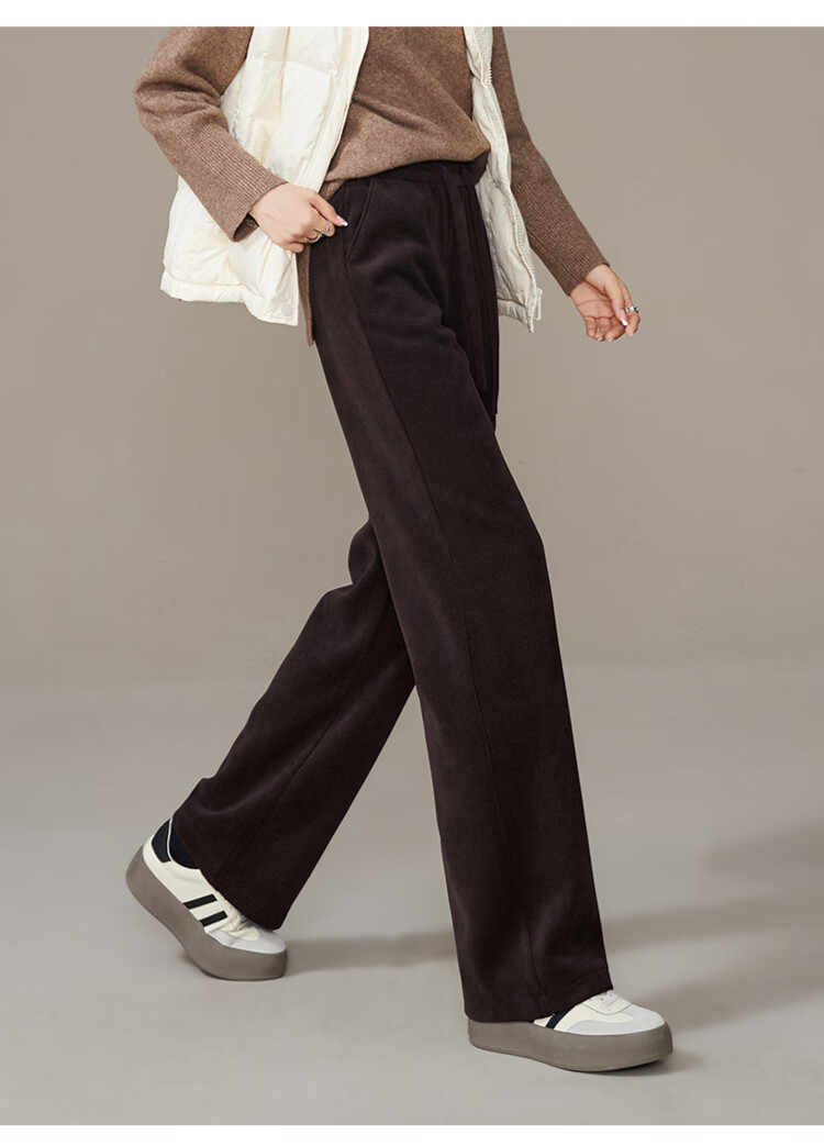 ESE-Y Fleece-Lined Slim Straight Pants for Women, High-Waisted Slimming Autumn And Winter Thick Long Trousers, Black, Size 26 (One Chi Nine) 14