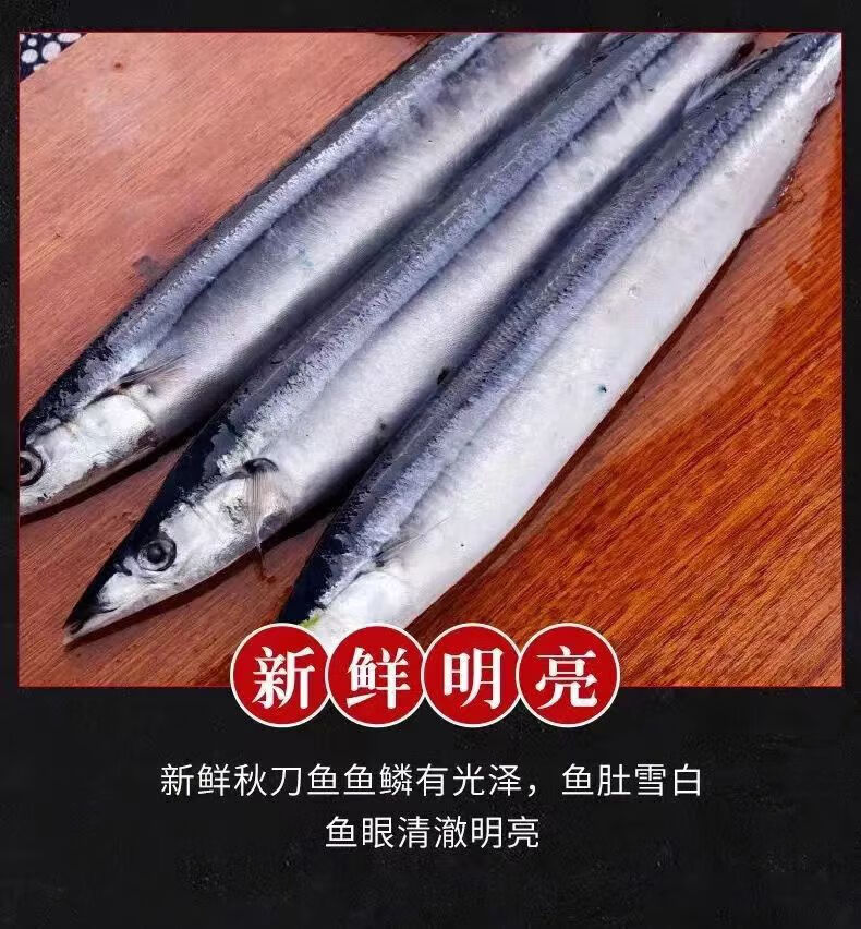 10，創味喵鞦刀魚新鮮冷凍商用特大號日式料理燒烤海鮮水産鮮活深海魚5%冰衣 鞦刀魚*3斤   （12條左右）